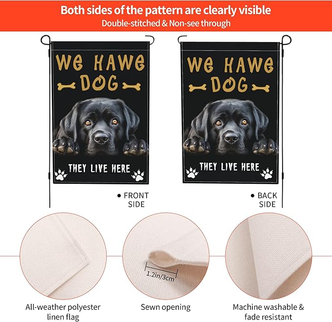 We Have Dog Garden Flag Seasonal Double Sided 12 x 18 Inch Small Yard Flag for Indoor Outdoor Decor Holiday All Seasons