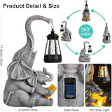 ZQQLITE Solar Elephant Statue LED Lights Garden Decoration, Outdoor Statue Lights Patio Art Lawn Porch Deck Balcony Decoration - Birthday, Options for Mom, Lady Lover