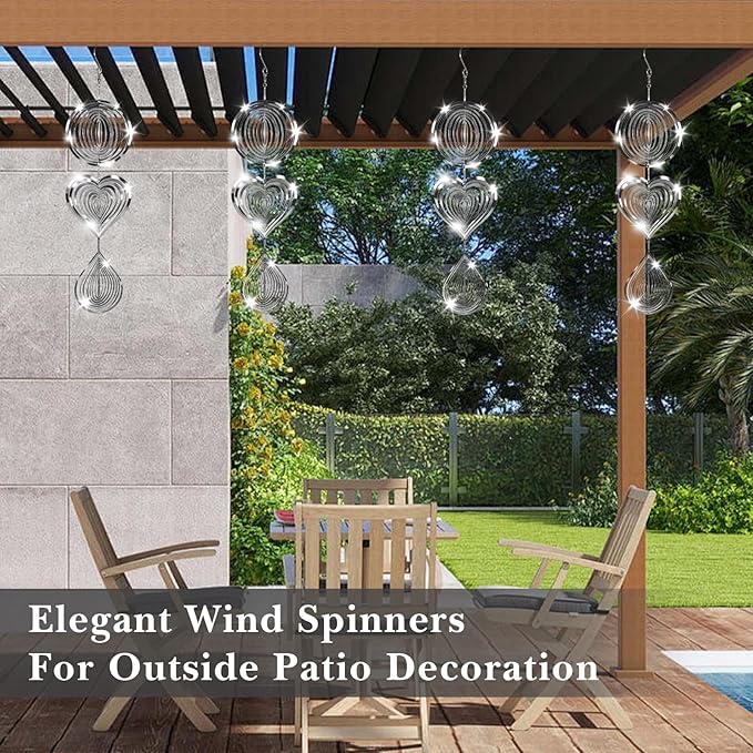 CHONOVO Stainless Steel Reflective Device, Round Bird Devices Set Highly Reflective 3D Wind Spinners Outdoor Garden Decor for Outside Window Roof Yard Orchards 12 Discs 4 Pcs