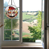 Mushroom Forest Sun Catcher Stained Glass Window Hanging Mushroom Lover Gifts for Women Wall Decor Handmade Sun Catcher Decoration for Home Graden Housewarming Gifts