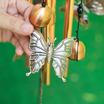 IYARA CRAFT Butterfly Wind Chime, Copper Wind Chime, Lucky Butterfly Decor Gift, Garden Decor, Yard Décor Outside, Butterfly Gifts