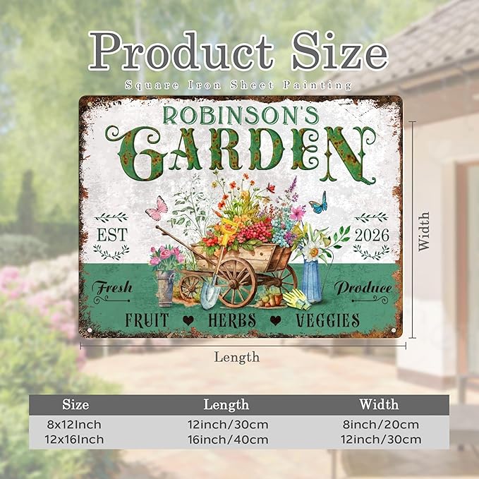Personalized Garden Signs for Outside Custom Metal Tin Sign for Women, Funny Welcome Metal Sign for Patio, Yard Rustic Retro Home Decor Gifts for Mothers Day, Grandmas, and Gardening Lovers
