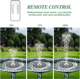 AISITIN 6.5W Solar Fountain Pump with Colorful LED Lights, 3000mAh Battery, Anti-Drift Brackets, 10 Nozzles, Remote Control, Solar Powered Bird Bath Fountain for Outdoor Garden Pond Fish Pond Backyard