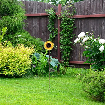 Metal Sunflower Garden Stakes Flower Yard Art Planter Stake Party Lawn Pathway Walkway Patio Decor Yard Sign Indoor Outdoor Decoration (39")