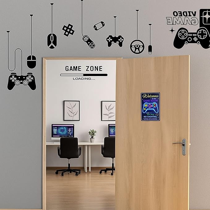 WELCOME TO THE GAME ROOM Sign Decorative Signs Chic Metal Signs for Indoor Game Hall Room Wall Gifts for Boys and Teens Cool Gaming Decor and Accessories (Color08)