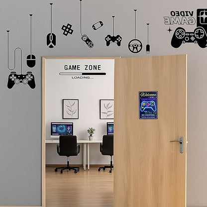 WELCOME TO THE GAME ROOM Sign Decorative Signs Chic Metal Signs for Indoor Game Hall Room Wall Gifts for Boys and Teens Cool Gaming Decor and Accessories (Color08)
