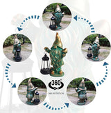 JOYBEE Garden Statues Gnomes with Solar Lantern Outdoor Decor-Gnomes Solar Figurines Lights Decorations for Patio Yard Lawn Ornaments-Gifts for Birthday Easter Housewarming