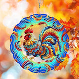 Rooster Wind Spinner, 3D Hanging Stainless Steel Garden Spinner, Wind Spinner Hanging for Outdoor & Indoor Décor, Unique Gifts for Yard Garden Decoration or Patio Décor (Rooster)