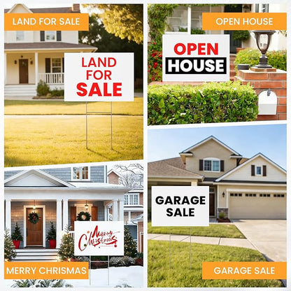 15 Pack Yard Signs with Metal Stakes, Custom Yard 17 x 12 Inches, Corrugated Plastic Board for Sale Sign Outdoor, Rent, Guidepost, Garage Sale Signs, Birthday Party