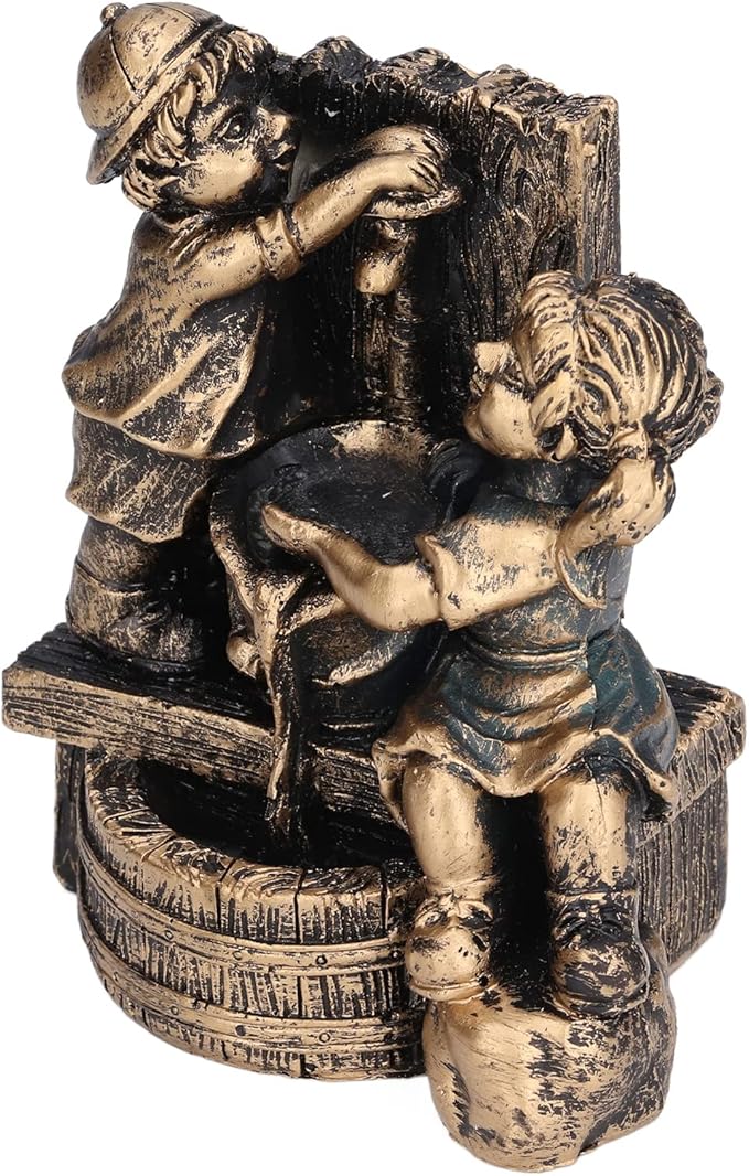 Pwshymi Little Boy Girl Playing Water Statue Standing Sculpture Fountains Outdoor Water Fountains Garden Fountains Outdoor Ornament for Home Decoration Art