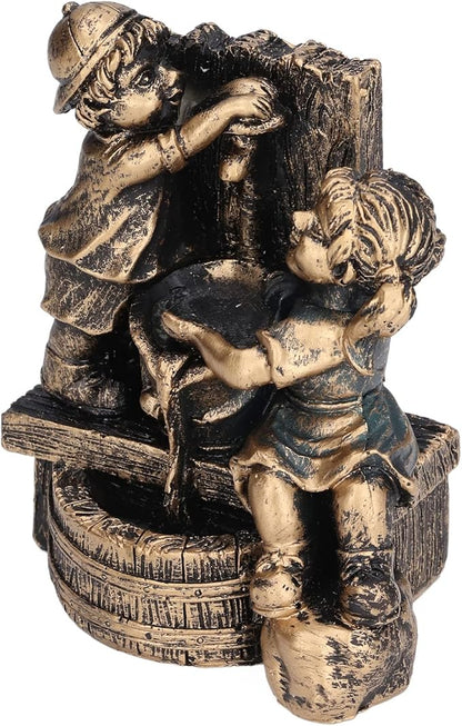 Pwshymi Little Boy Girl Playing Water Statue Standing Sculpture Fountains Outdoor Water Fountains Garden Fountains Outdoor Ornament for Home Decoration Art