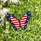 SAGUZOU Rustic Hanging Metal American Flag Patriotic Butterfly Wall Door Yard Signs 4th of July White Blue Red Independence Day Memorial Day Fence Decor Indoor Outdoor Decorations