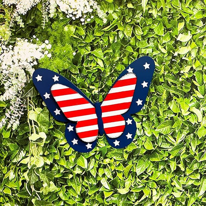 SAGUZOU Rustic Hanging Metal American Flag Patriotic Butterfly Wall Door Yard Signs 4th of July White Blue Red Independence Day Memorial Day Fence Decor Indoor Outdoor Decorations
