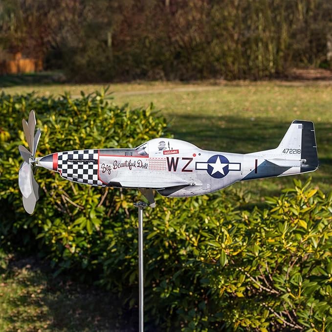 Airplane Wind Spinner, Airplane Weather Vane for The Yard Garden Wind Sculpture Windmill Aircraft Pinwheel Metal Handmade A-irplane W-eathervanes Windmill Outdoor Courtyard Decor Garden Pinwheels