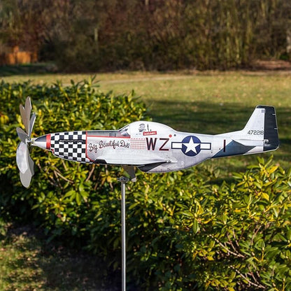 Airplane Wind Spinner, Airplane Weather Vane for The Yard Garden Wind Sculpture Windmill Aircraft Pinwheel Metal Handmade A-irplane W-eathervanes Windmill Outdoor Courtyard Decor Garden Pinwheels