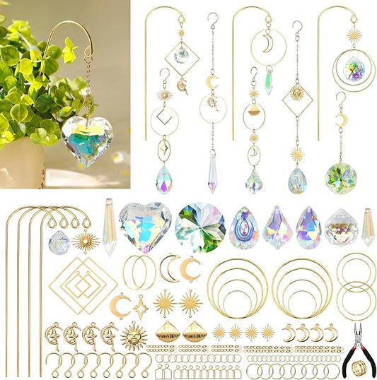 DIY Sun Catcher Kits for Adults, 260 pcs Crystal Suncatchers Making Suppliers for Garden Plant Windows Hanging Art and Crafts for Women Valentines Mother's Day Birthday Gifts Home Decor