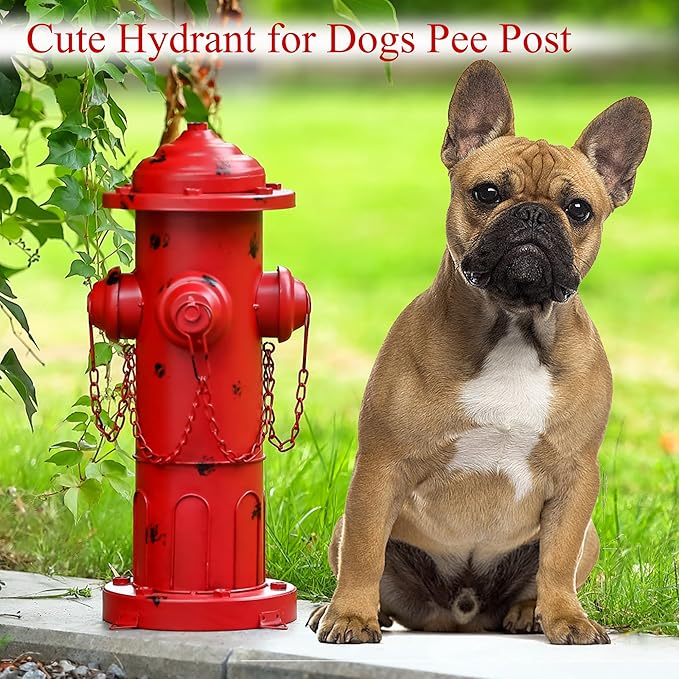 16" H Metal Fire Hydrant for Dogs to Pee On, Vintage Small Dog Fire Hydrant Pee Post for Outdoor Garden Decor
