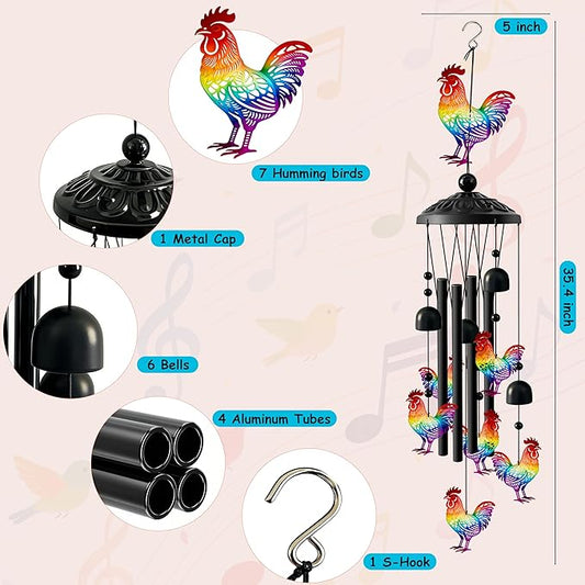 Wind Chimes for Outside, Deep Tone Memorial Windchimes for Patio Porch Balcony Decoration, Memorial Wind Chimes Gifts for Women Mom Grandma Sister (Chicken)