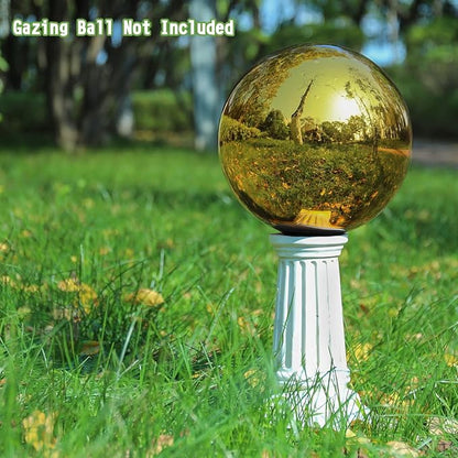 VCUTEKA Gazing Ball Stand, Roman Column Gazing Globe Stand for 8-10 Inch Garden Gazing Globe, Indoor/Outdoor Décor Accessories, White 9.6" H