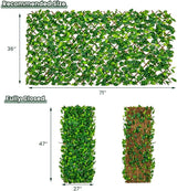 Giantex Expandable Fence Privacy Screen - Decorative Faux Green Ivy Fencing Panel for Balcony, Artificial Hedges with PE Leaves and Willow for Outdoors Garden Patio Deck Apartment, 1 Pack