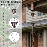 DUSVALLY Rain Chain, 8FT Bell Metal Rain Chain, Functional and Decorative Replacement for Gutter Downspouts, Divert Water and Home Display, Adjustable, Antique Gold