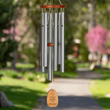 Woodstock Wind Chimes Personalized Amazing Grace Memorial Chime for Outside 24'' Medium Silver Sympathy Customized Dove Inspirational Wind Chime for Outdoor Patio Home Garden Decor