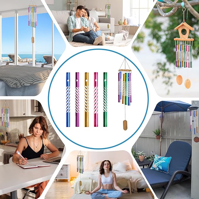 100Pcs Metal Wind Chime Tubes, Aluminum DIY Crafts Wind Chime Empty Tubes Parts Kit, Assorted Color