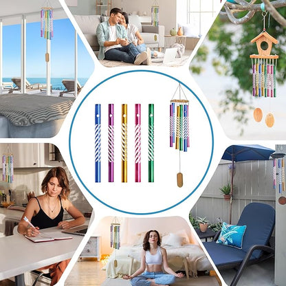 100Pcs Metal Wind Chime Tubes, Aluminum DIY Crafts Wind Chime Empty Tubes Parts Kit, Assorted Color