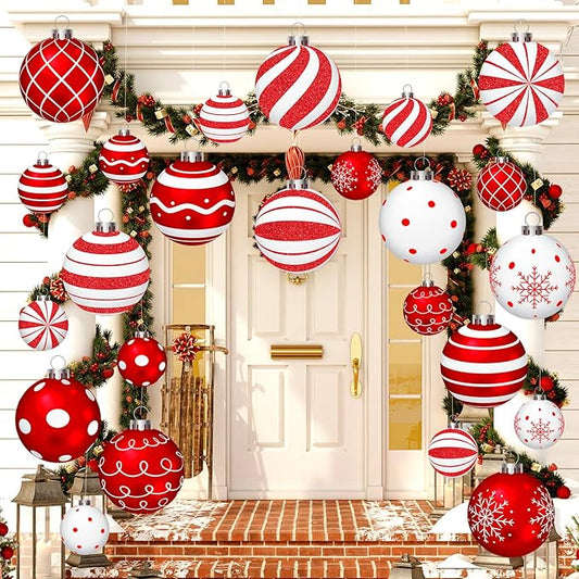 Huwena 24 Pcs Christmas Outdoor Decorations Hanging Ornaments Christmas Yard Signs Double Sided Lawn Decorations for Xmas Party Porch Lawn Decor(Elegant Style)