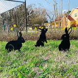 RealSteel Metal Garden Animal Sculptures & Statues – Bunny & Squirrel Yard Art Stake Pack – Outdoor Lawn & Flowerbed Decor – Weather-Resistant Steel Garden Decorations – Gift for Gardeners – Black