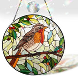 7.8" Robin Bird Stained Glass Suncatcher, Robin Birds Suncatcher Window Hanging, Birds Gifts Decor for Home Garden Housewarming, Morthers Day Bird Lover Gifts for Mom, Grandma, Women, Friend