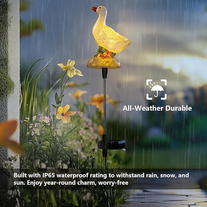 Solar Lights Outdoor Waterproof - Motion Activated Goose Light with Realistic Sound, Solar Powered Garden Decor for Lawn Patio Yard, Unique Gift for Mom & Grandma