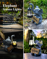 KVR Solar Elephant Garden Lights, Outdoor Welcome Statue Decor for Patio Yard, Birthday Gift for Women Mom Grandma (2026 New Gift Ready) (Black)