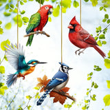 Color Bird Acrylic Hanging Ornament - 8Pcs Spring Colorful Cardinal Christmas Tree Ornaments, Flying Bird Ornament Ceiling Xmas Decoration Tote Car Interior Charms Gift for Men Women