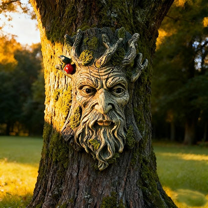 Blue Eye Mushroom Tree Face Sculpture, Funny Blue Eye Mushroom Old Man Tree Hugger Statue, Indoor & Outdoor Creative Props for Garden and Home