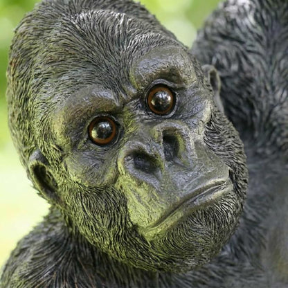 Hanging Gorilla Outdoor Decor, Resin Monkey Statue on Rope for Front Porch Patio Yard Tree Fence, Realistic Animal Garden Ornament for Outside Spaces, 26 in