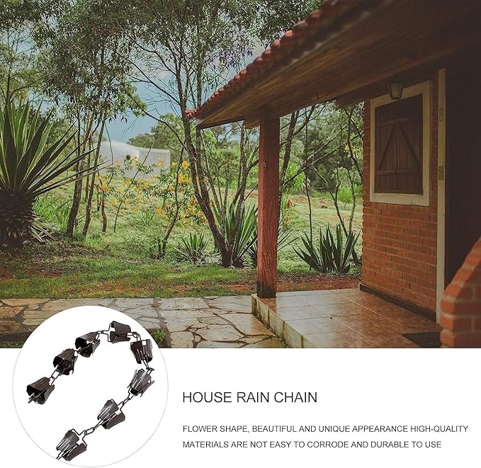 Rain Water Chain Rain Chain 1m Flower Rain Chain for Gutter Downspout Copper Decorative Rain Chain Bell Practical