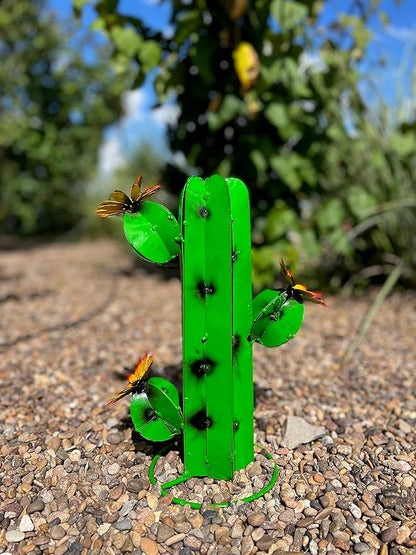 Mini Metal Saguaro - Garden Art (Green)