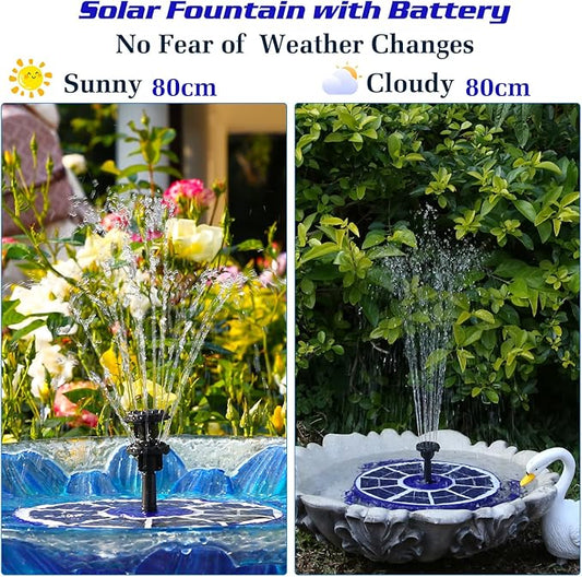 AISITIN 3.5W Solar Fountain Built-in 1800mAh Battery, Solar Bird Bath Fountains with 8 Nozzles, Solar Water Pump for Garden Birdbath Pool Fish Tank Pond and Outdoor (Purple)