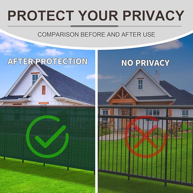 LOVE STORY Custom Size 3'x7' Dark Green Balcony Privacy Screen,UV Block Privacy Fence Screen,90% Shield for Outdoor Pool Garden Apartment Railing