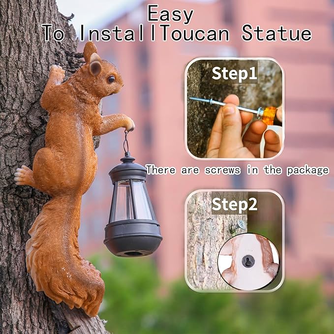 14in Big Squirrel Solar Squirrel Sculpture Decoration Resin Outdoor Garden Decoration, Suitable for Outdoor Garden Decoration, Suitable for Ladies, Mothers, Grandma Gifts