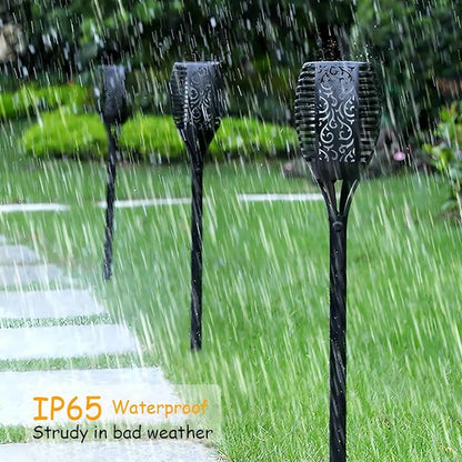 4 Pack Outdoor Solar Flame Light,Solar Lights Outdoor for Garden Decorations with Flickering Flame,IP65 Waterproof Solar Powered Yard Lights Torch Light for Lawn Patio Pathway (Blue)