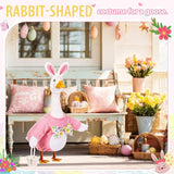 FuWeave Easter Bunny Goose Outfit Easter Egg Porch Goose Costume for Cement Plastic Geese Statue Spring Outdoor Garden Yard Patio Decoration(Light Pink,23 Inches,Cute Bunny)