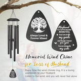 Memorial Gifts for Loss of Husband, 25''Memorial Wind Chimes for Loss of Husband, Condolence/Remembrance/Bereavement Gifts,Windchimes in Memory Sympathy Gift,Funeral Decor for Garden Outside,Black