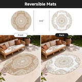 Pauwer Waterproof Outdoor Rug 8ft, Reversible Plastic Straw Patio Camping Rug, Indoor Outdoor RV Mat Carpet for Deck, Camper, Porch, Balcony, Backyard, Picnic, Boho Brown