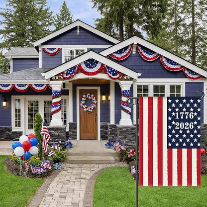 250 Years America Anniversary Garden Flag, Double-sided 1776-2026 USA Flag Patriotic 4th of July Yard Sign for Outdoor Independence Day Decoration