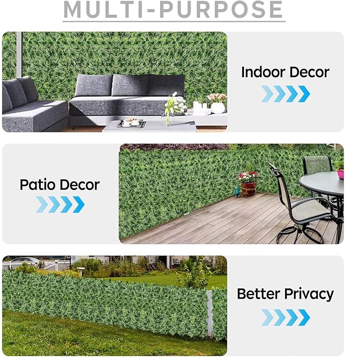 Artificial Ivy Privacy Fence Screen,39.4" X 158" UV-Anti Fake Leaves Plant Vine,Privacy Hedges Wall for Indoor Outdoor Garden Backyard Decor,Color Watermelon Leaves