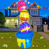 Easter Inflatables Outdoor Decorations 6FT Inflatable Stacked Eggs on Flowerpot Built-in LED Lights for Spring Holiday Party Indoor Outdoor Blow Up Decor for Garden Lawn Patio Decoration