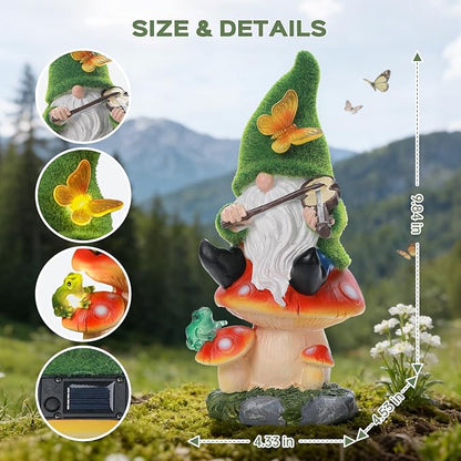 Solar Gnomes Garden Statue Decor for St. Patrick's Day,Gnome Figurines with LED Light for Garden Decorations for Patio Lawn Balcony Fairy Gardens Housewarming Gifts for Women Mom Grandma