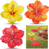 Cinnvoice 3 Pack Garden Stepping Stone Outdoor, Decorative Dimensional Resin Stepping Stones for Patio Pathway Landscaping Walkway Sculpture Yard Backyard Lawn(Hibiscus,10 Inches)